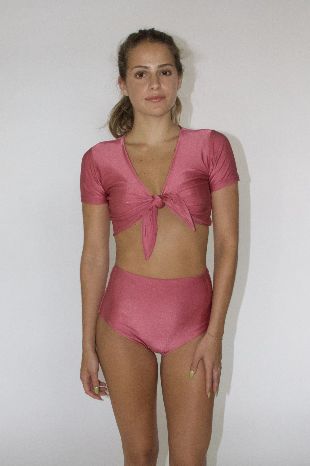 Vesey Wear - Dylan High-Rise Bottom | Rhubarb – Sculpting Coverage -Womens-Swiwmwear